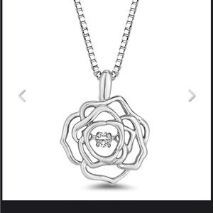 Disney brand beauty and the beast rose diamond necklace